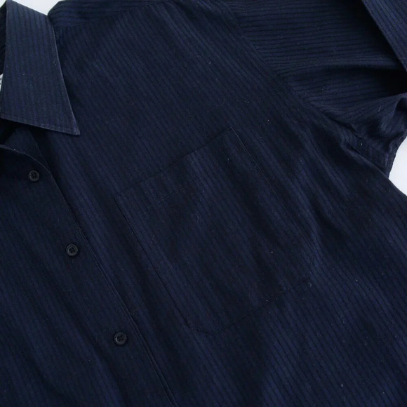 Balmain Paris Navy And Black Stripe Button Down Dress Shirt Size Large (16.5) - Picture 11 of 11